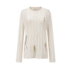 SWAYING 25 Autumn and Winter Fringed Crochet Tencel Blended Long Sleeve Pullover SW-SW25AW1T09C1S2-BAI White